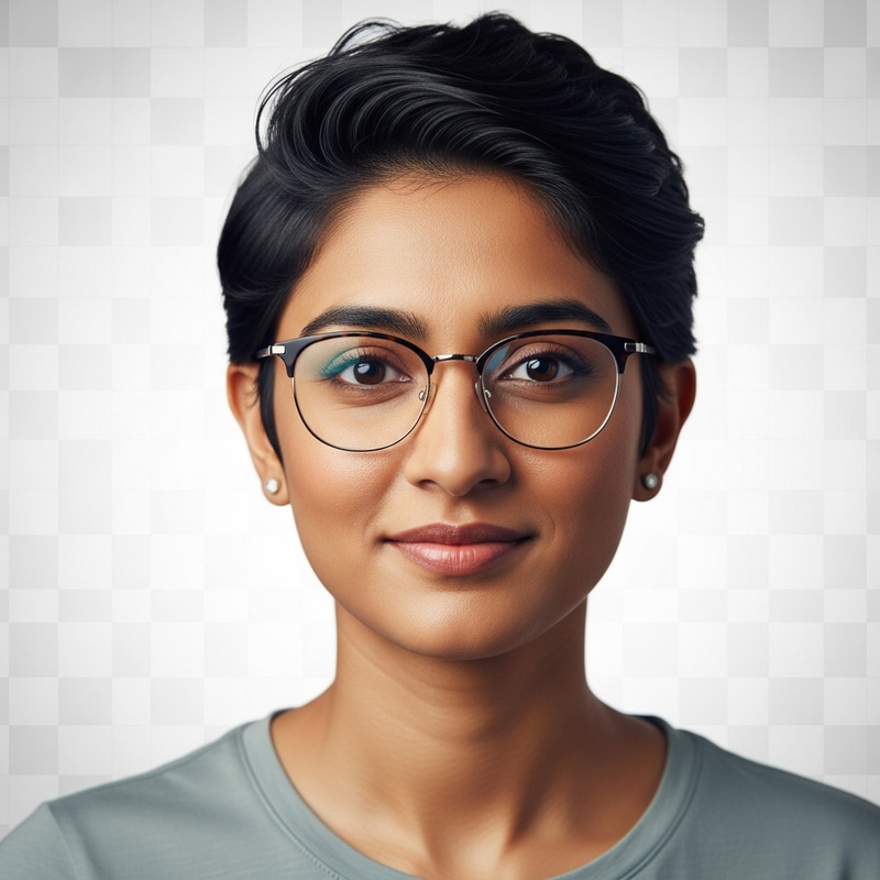 Realistic Female Developer Avatar with Short Hair and Glasses Realistic Female Developer Avatar with Short Hair and Glasses