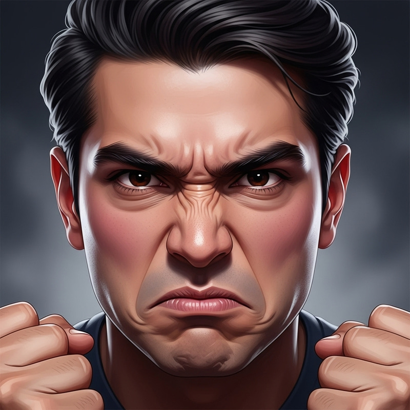 Extreme Anger Displayed by Fuming Man Extreme Anger Displayed by Fuming Man