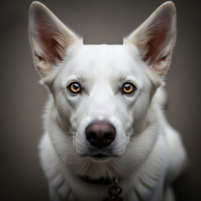 Realistic White Dog in Captivating Eye Contact Realistic White Dog in Captivating Eye Contact