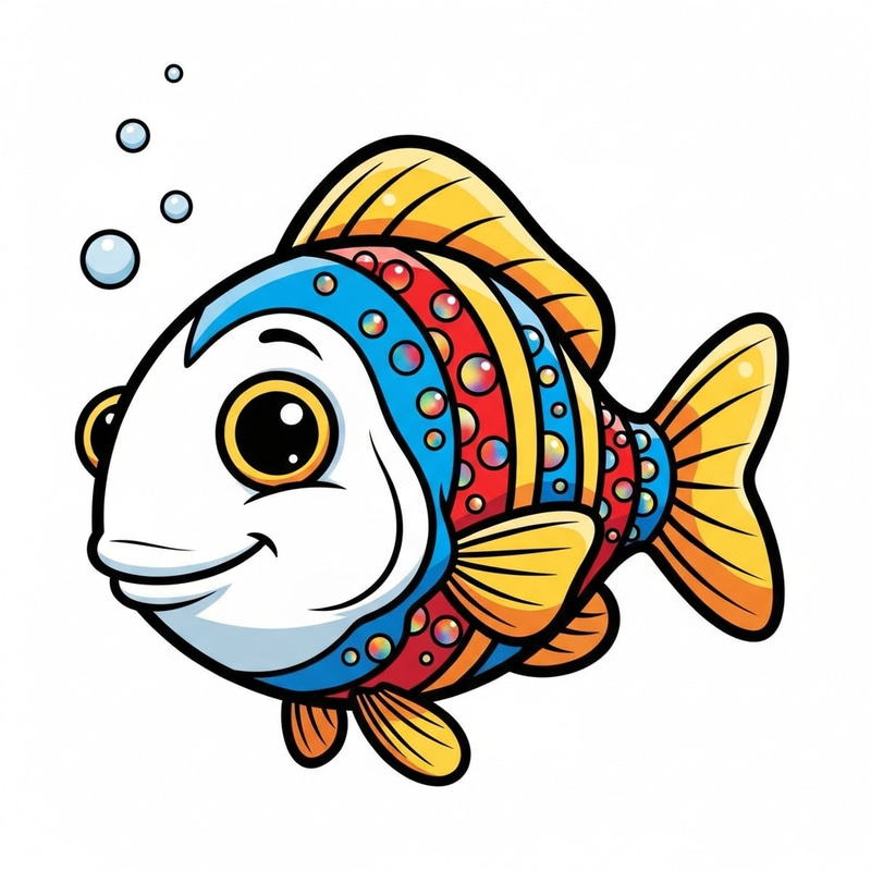 Colorful Cartoon Fish Line Art Drawing Colorful Cartoon Fish Line Art Drawing