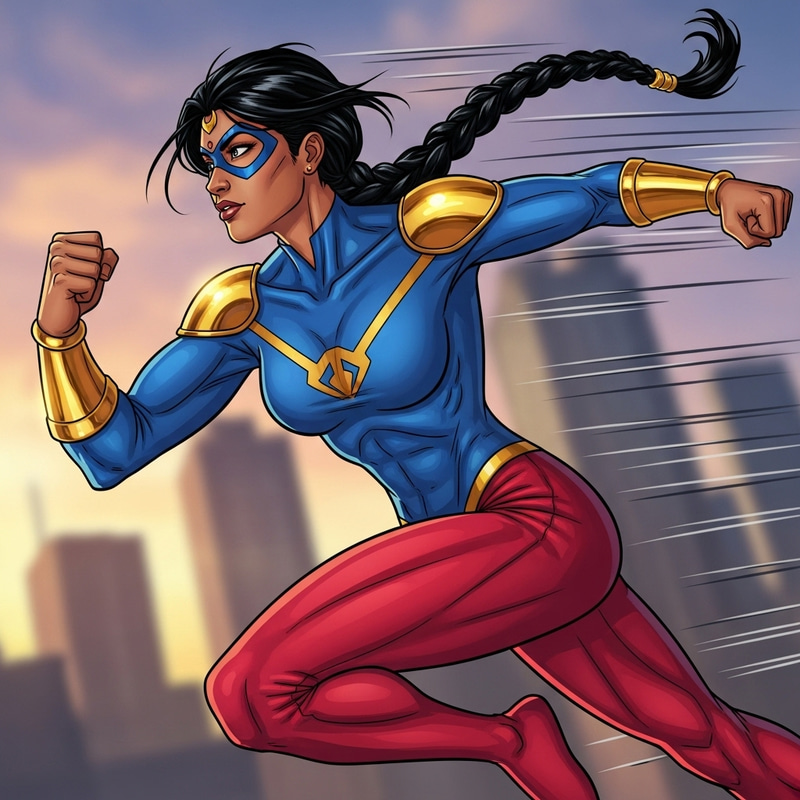 Empowering Superheroine in Bold Comic Book Style Empowering Superheroine in Bold Comic Book Style