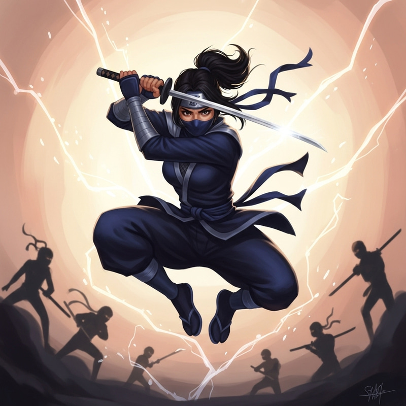 Empowered Female Ninja | Dynamic Anime Artwork Empowered Female Ninja | Dynamic Anime Artwork