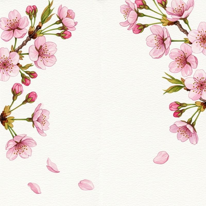Watercolor Cherry Blossom Background Design Watercolor Cherry Blossom Background Design
