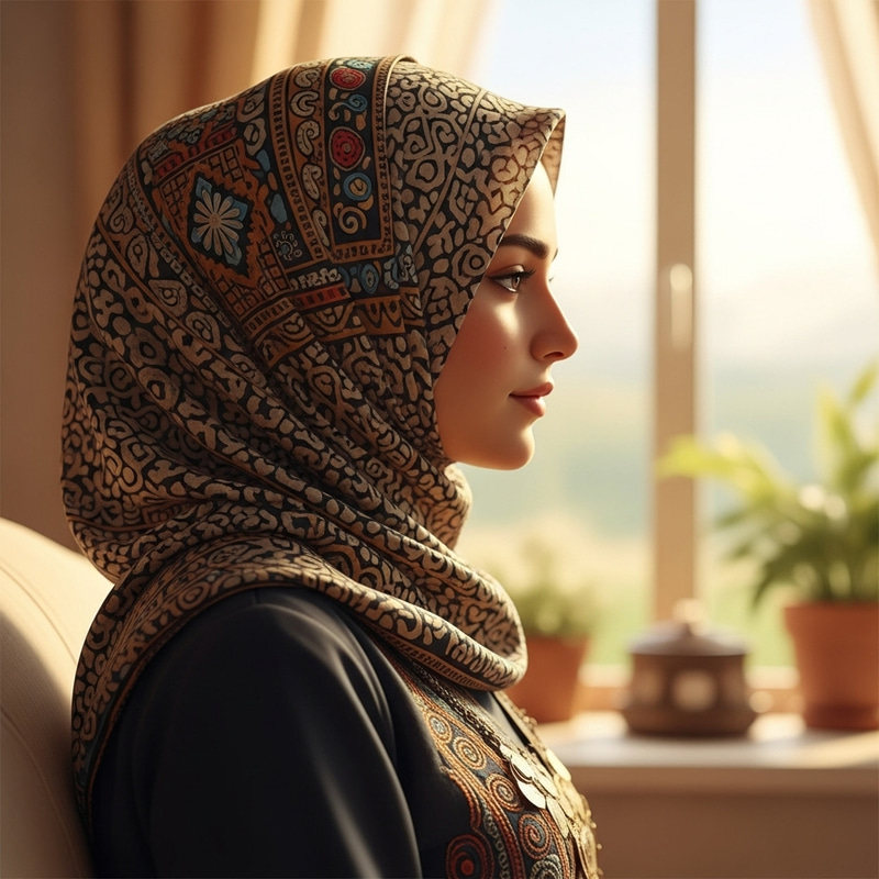 Tranquil Kurdish Hijabi in Serene Setting