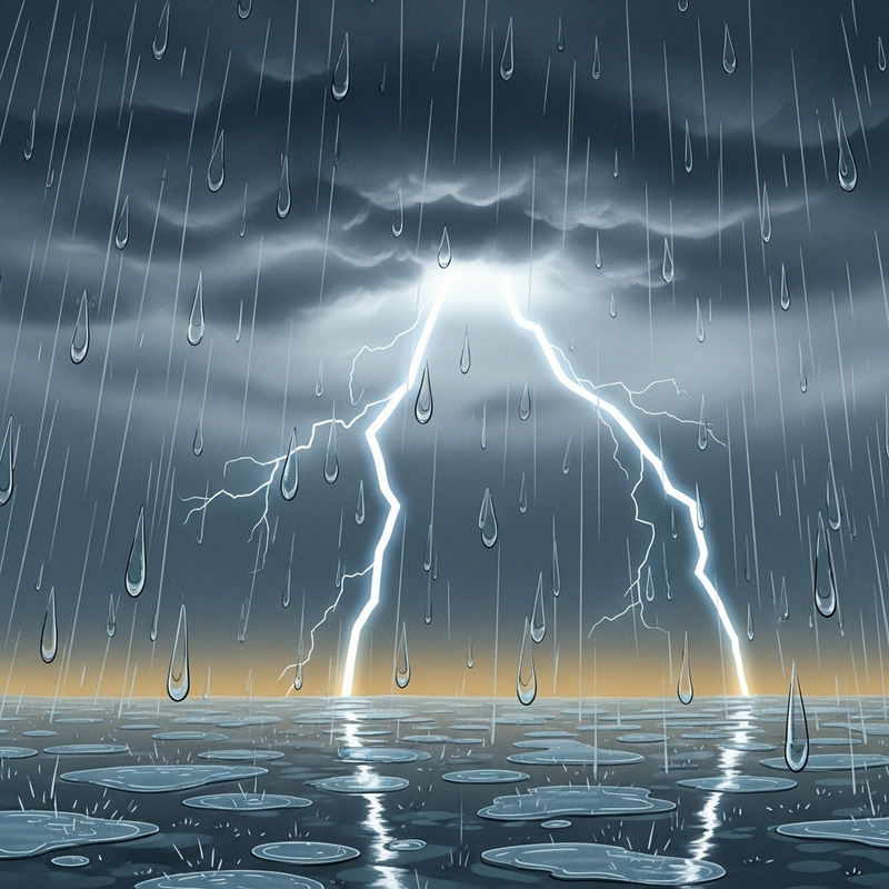Animated Heavy Rain: Dark Clouds & Large Raindrops