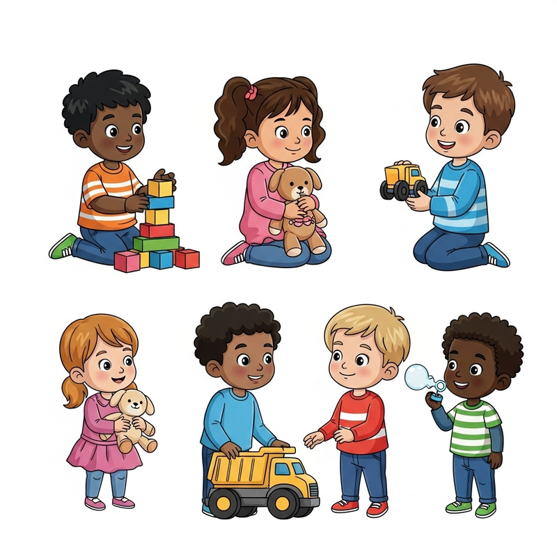 Diverse Children 0-6 Playing with Toys Diverse Children 0-6 Playing with Toys