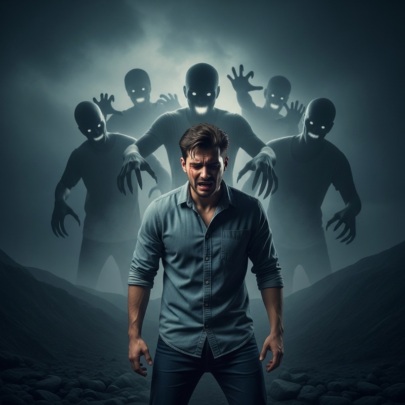 A Battle Within: Man Struggling with Inner Demons A Battle Within: Man Struggling with Inner Demons