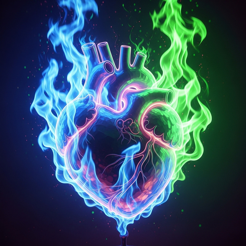 Blue and Green Fiery Heart | Stunning Fire Artwork Blue and Green Fiery Heart | Stunning Fire Artwork