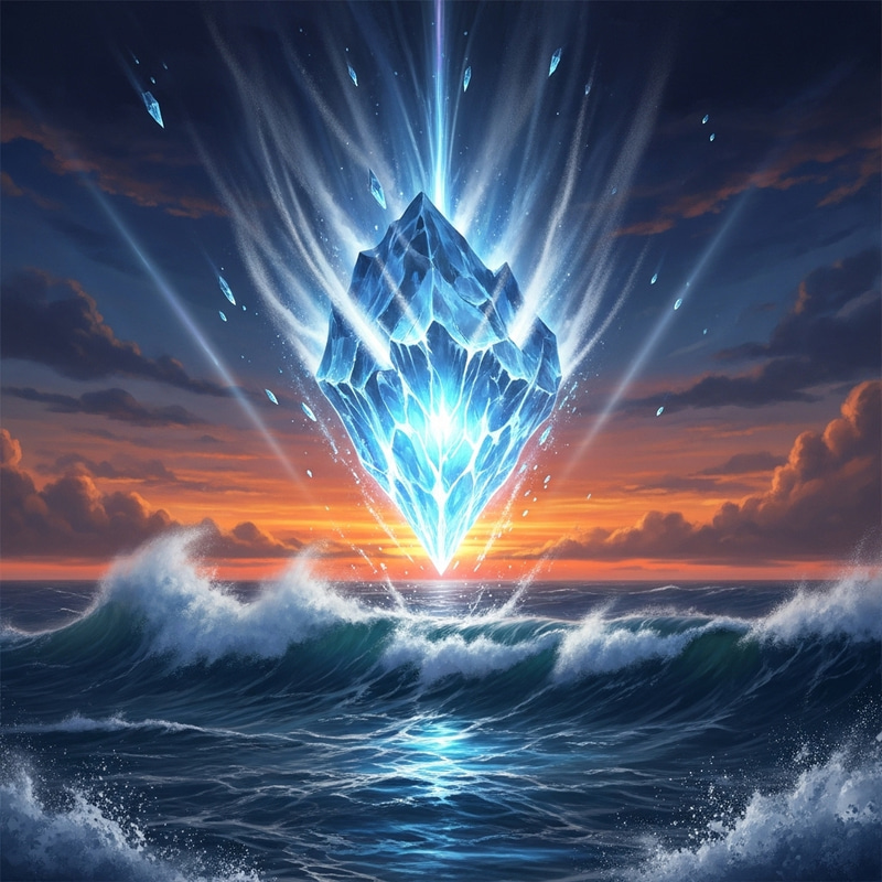 Glacial Meteor Falling into the Sea Illustration