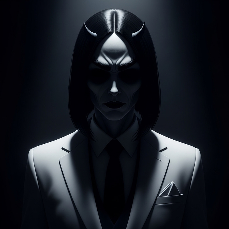 Eerie Noir: Sinister Humanoid in Shadows