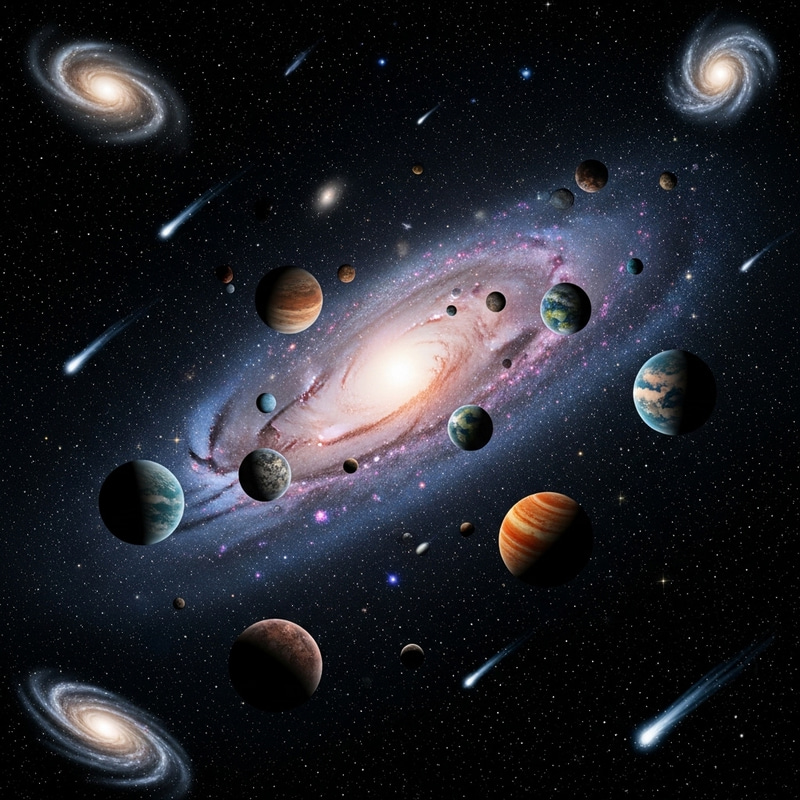 Creating an Image of Outer Space Beauty: Twinkling Stars, Milky Way, Planets, Comets, Galaxies