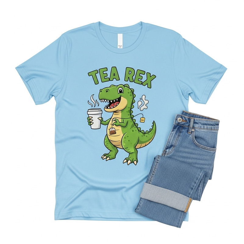 Unique Tea Rex T-Shirt - Fun Dinosaur Design