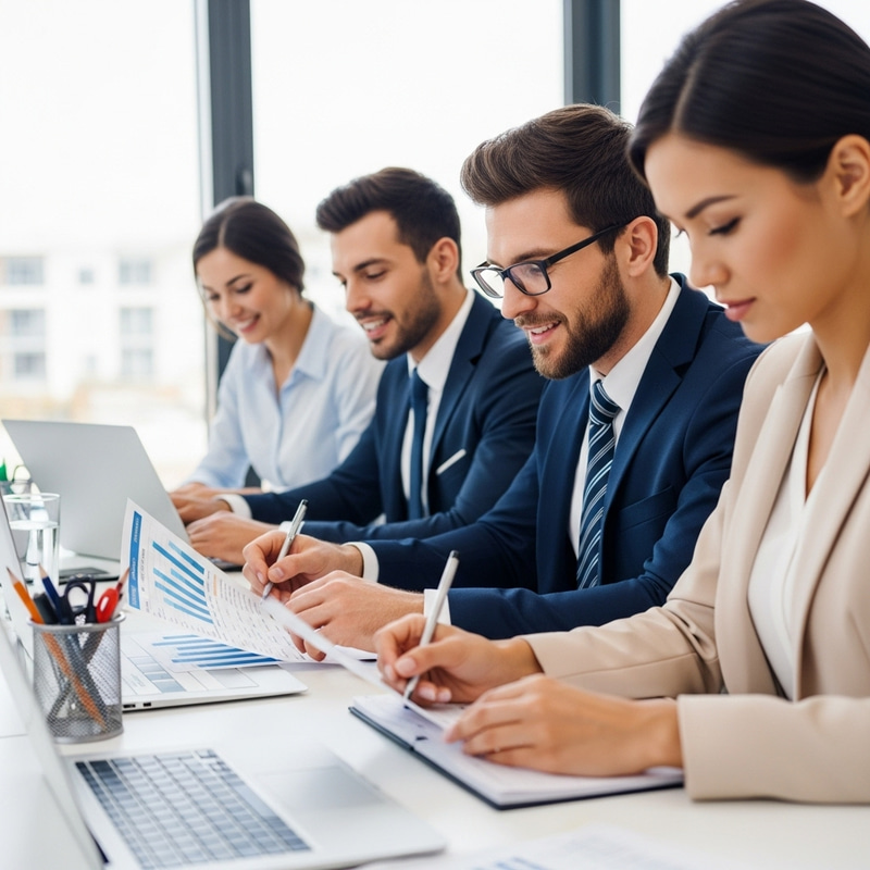 Professional European Sales Team Analyzing KPIs for Data-Driven Decision-Making