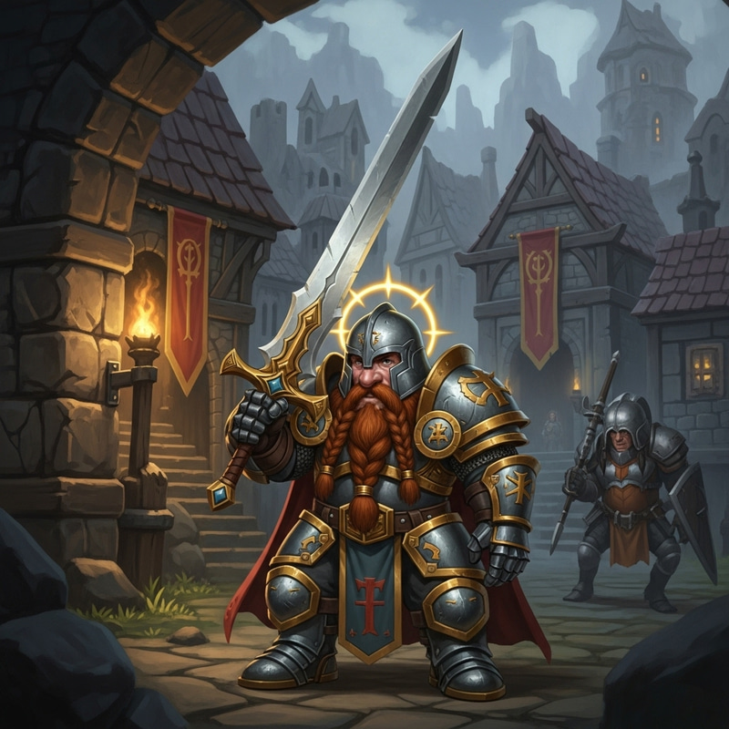 Medieval Dwarf Paladin Halfling with Two-Handed Sword - D&D Style Medieval Dwarf Paladin Halfling with Two-Handed Sword - D&D Style