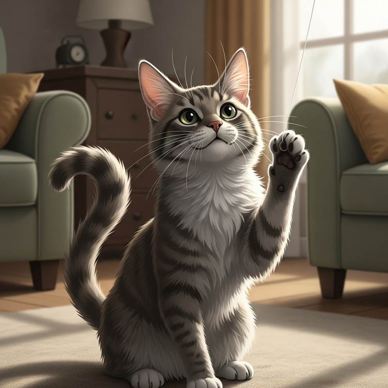 Fluffy Cat with Curved Tail Fluffy Cat with Curved Tail