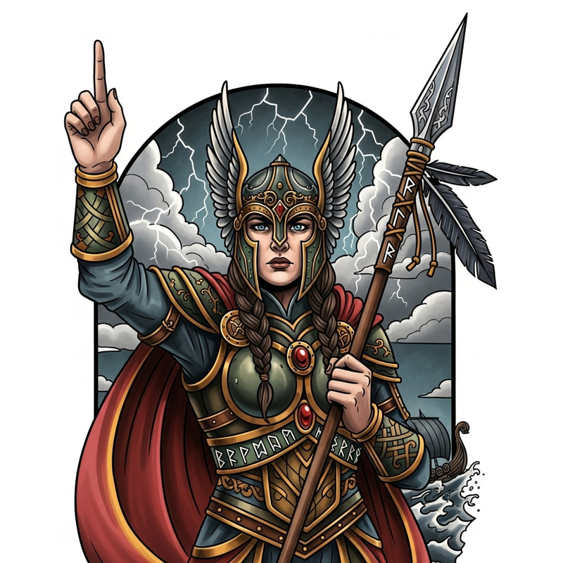 Stunning Valkyrie Neo-Traditional Tattoo Design Stunning Valkyrie Neo-Traditional Tattoo Design