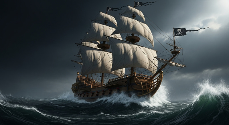 Majestic Pirate Galleon: A Stormy Sea Adventure