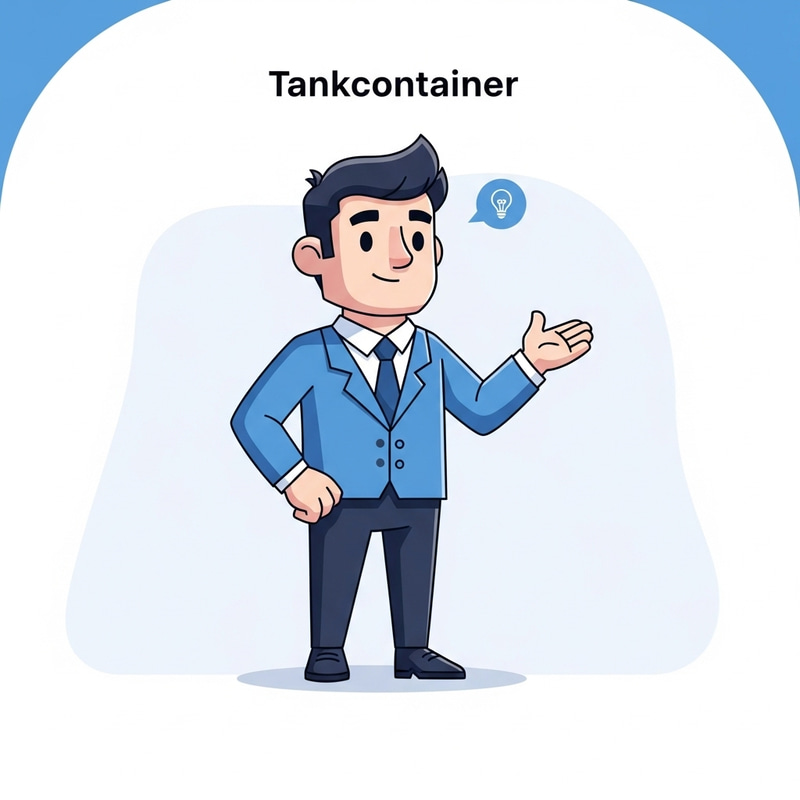 Tankcontainer Mascot - Expert Guide in Blue & Grey Material Design Tankcontainer Mascot - Expert Guide in Blue & Grey Material Design