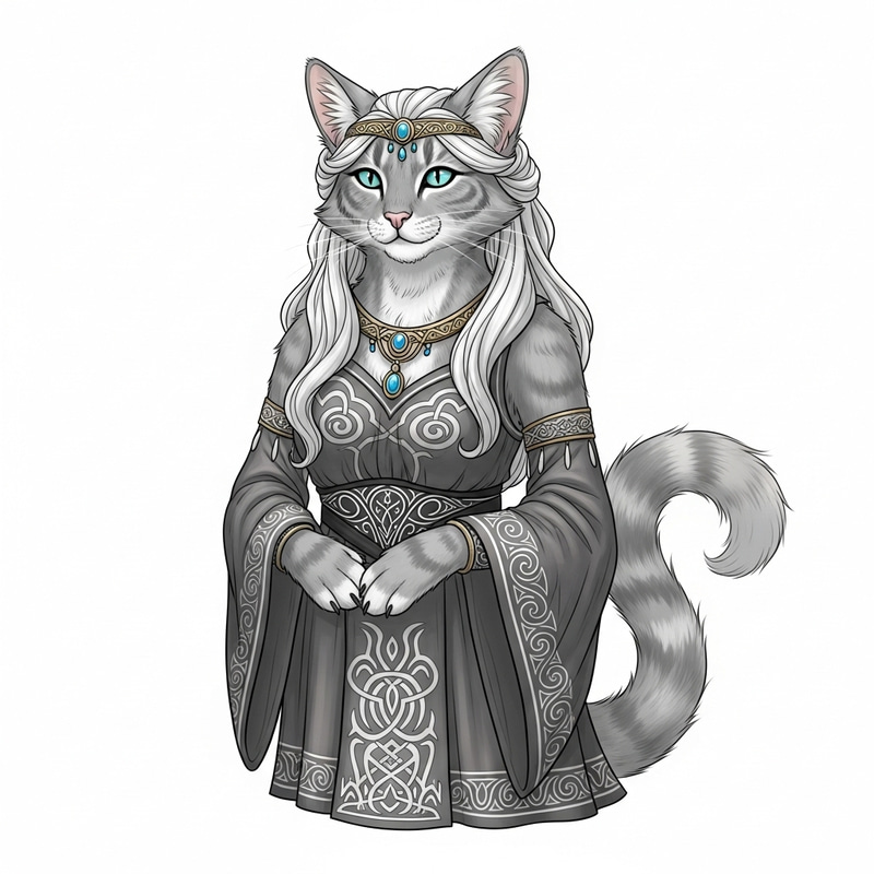 Penelope Pussycat - Sigyn Mythology Fantasy Inspired Feline Character Penelope Pussycat - Sigyn Mythology Fantasy Inspired Feline Character