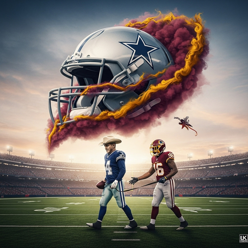 8K Detailed Image: Dallas Cowboy Leads Washington Commando on Leash with Maroon and Gold Accents 8K Detailed Image: Dallas Cowboy Leads Washington Commando on Leash with Maroon and Gold Accents
