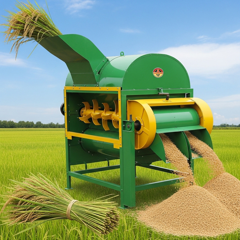 Prototype Rice Thresher Machine in Green | Efficient Rice Grain Separation