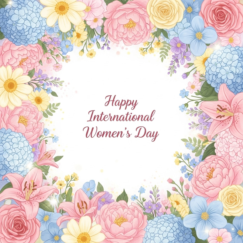 Happy Women's Day Postcard | Flowers, Love & Beauty Happy Women's Day Postcard | Flowers, Love & Beauty