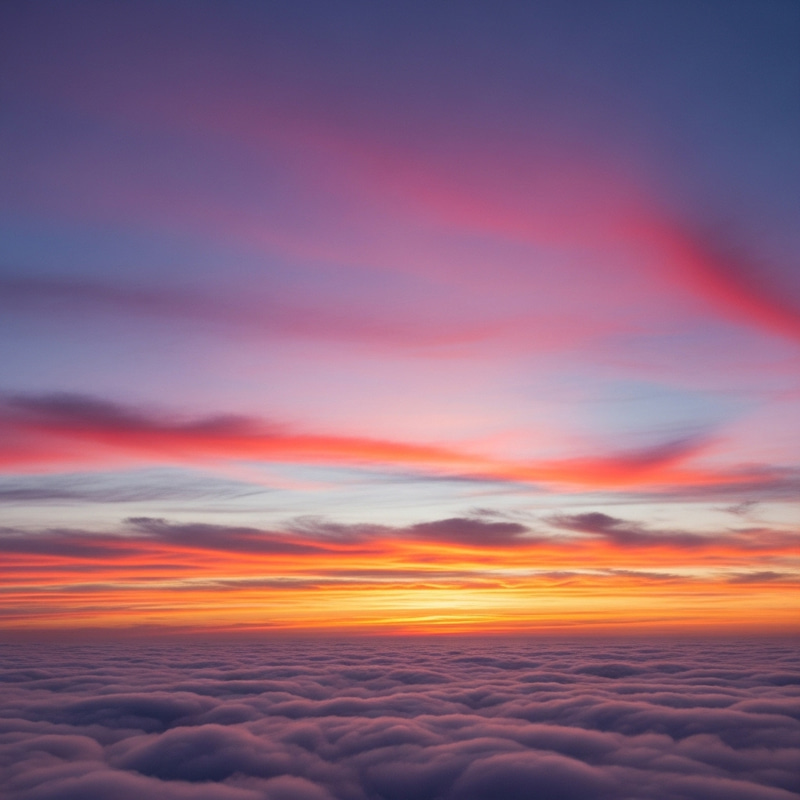 Breathtaking Sunset Sky: White-Blue Pink Orange Clouds