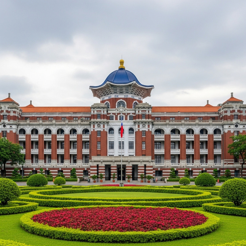Expansive View of Taiwanese Embassy: Orientalist Art Fusion Expansive View of Taiwanese Embassy: Orientalist Art Fusion