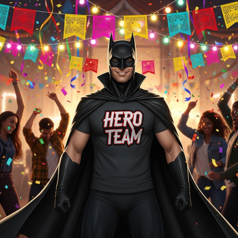 Festive Batman in T-Shirt | Party Celebration | Midnight Vigilante