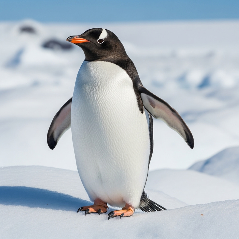 Majestic Penguin on Ice - Antarctic Beauty in Daylight Majestic Penguin on Ice - Antarctic Beauty in Daylight
