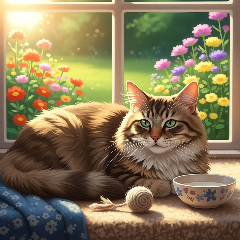 Peaceful Domestic Cat by the Window Peaceful Domestic Cat by the Window