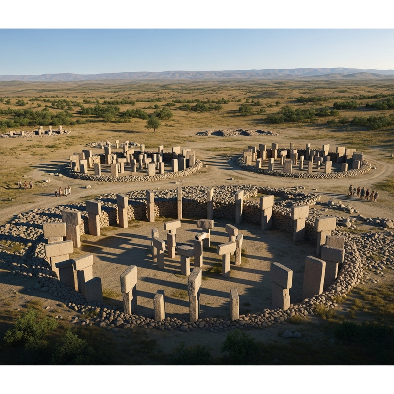 Realistic Illustration of Göbeklitepe Archaeological Site in 9500 BC