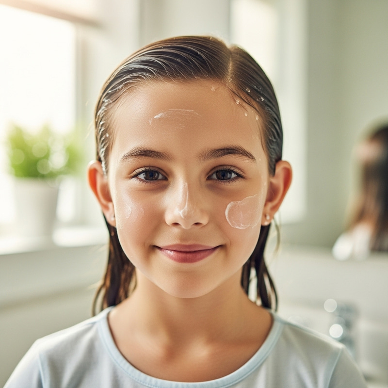 Cute Girl with Glowing Skin After Shower: Serene Beauty Scene Cute Girl with Glowing Skin After Shower: Serene Beauty Scene