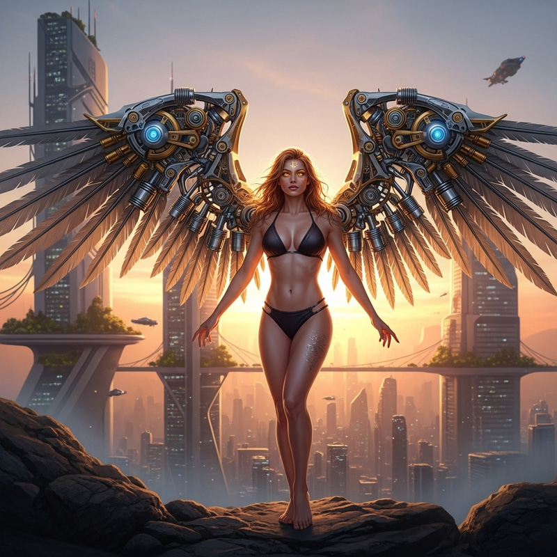 Futuristic Mechanical Angel: Cybernetic Beauty and Elegance