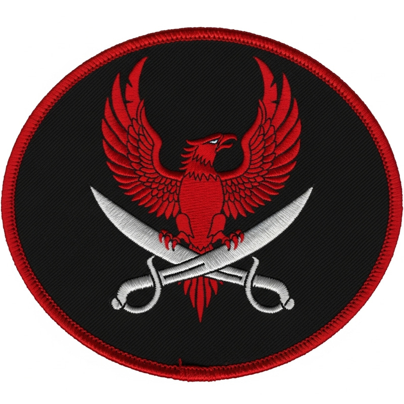 Red Phoenix Military Patch with Crossed Cutlasses Red Phoenix Military Patch with Crossed Cutlasses