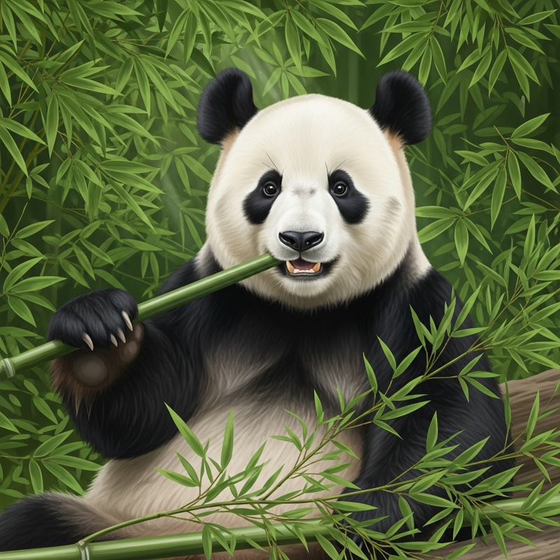 Adorable Panda in Lush Bamboo Grove