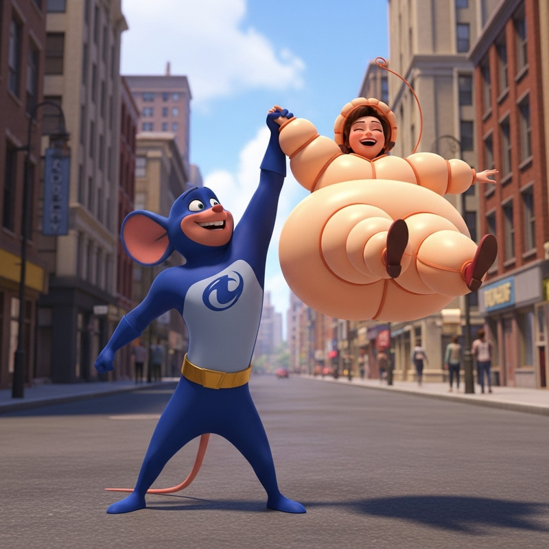 Minnie Mouse Foils Villain's Plan with Woman's Balloon Outfit