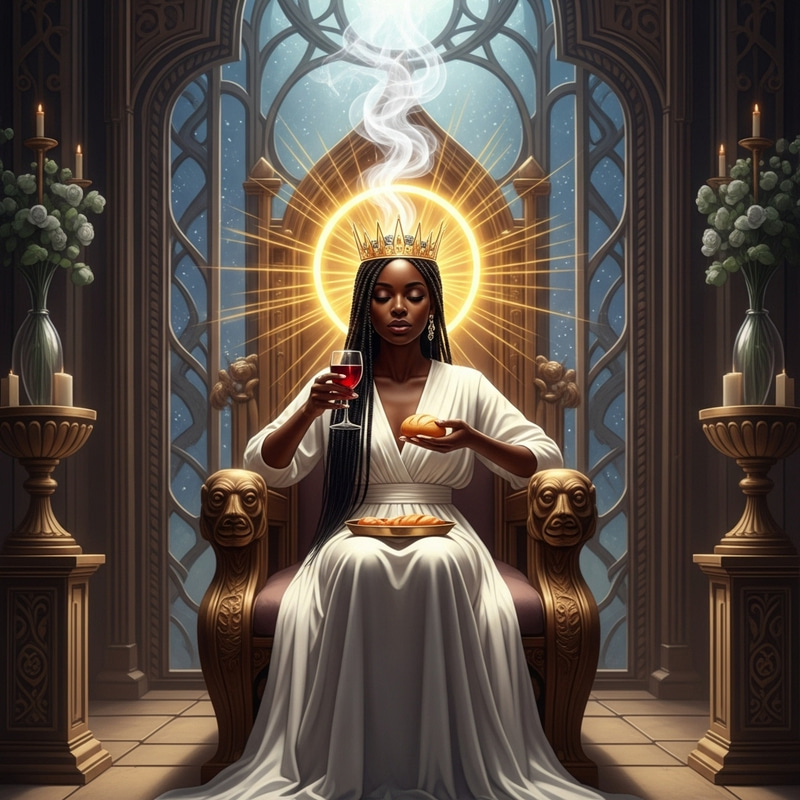 African American Woman in Glowing Throne Room | Holy Communion Scene