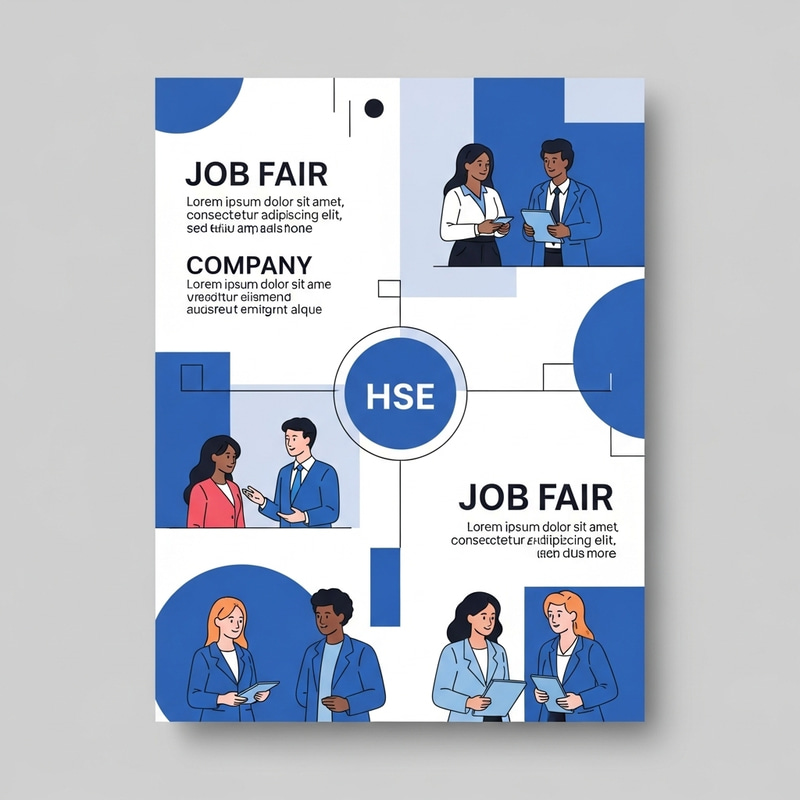 Professional Job Fair Flyer Design with HSE Logo and Diverse Students Professional Job Fair Flyer Design with HSE Logo and Diverse Students