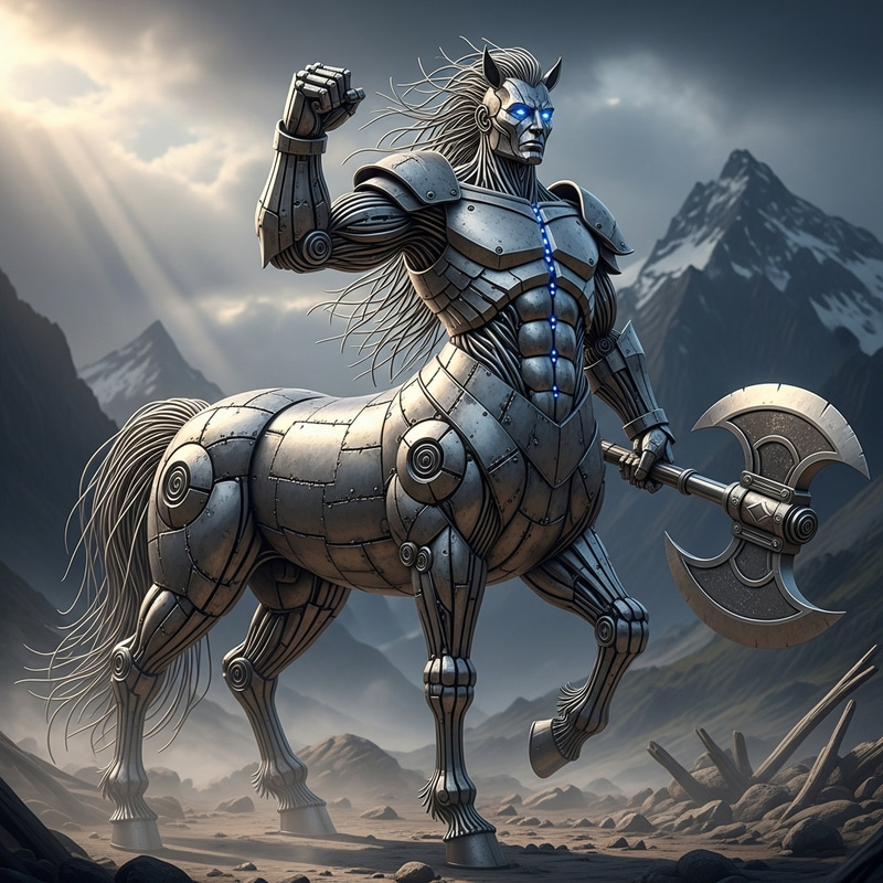 Steel Centaur Sculpture - Majestic Pose, Standing Tall Steel Centaur Sculpture - Majestic Pose, Standing Tall