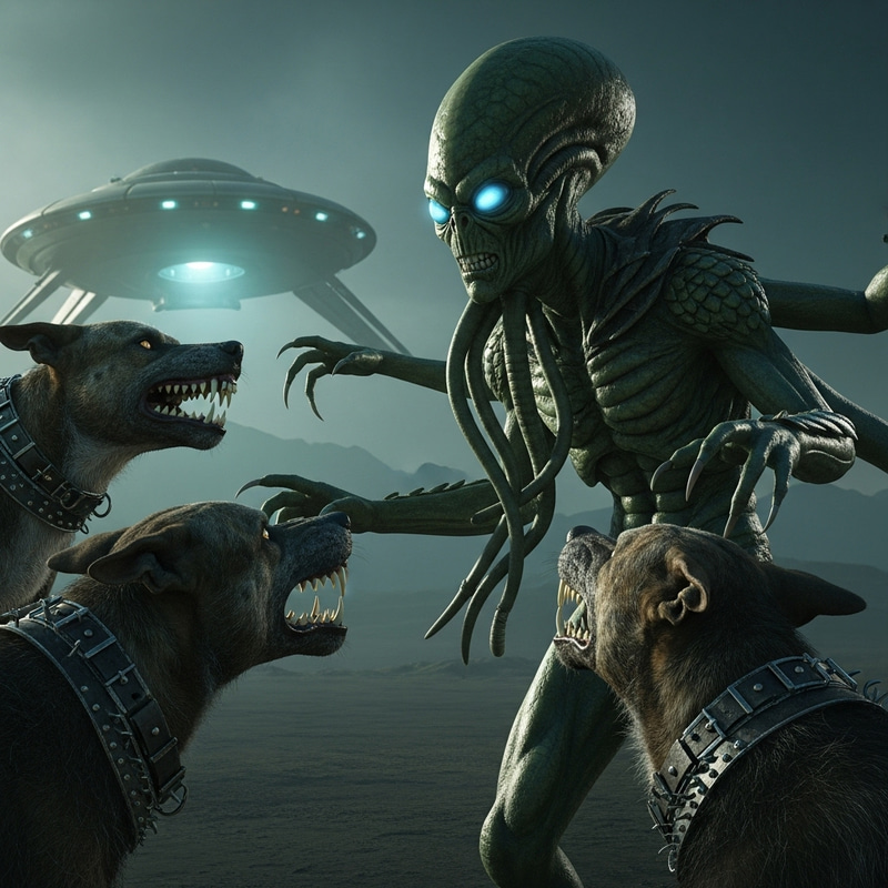 Alien Encounter with Guard Dogs