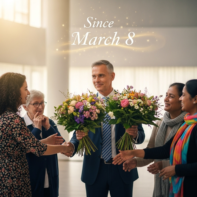 Vladimir Putin Congratulates Women on March 8 with Flowers Vladimir Putin Congratulates Women on March 8 with Flowers