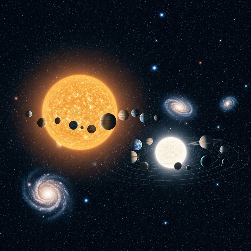 Two Stars in Vast Cosmos: 17 Planets Orbiting