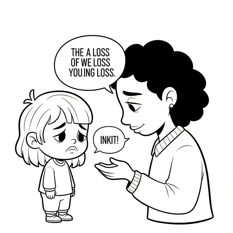 Sad Child's Conversation Coloring Page - Talking About Loss Sad Child's Conversation Coloring Page - Talking About Loss