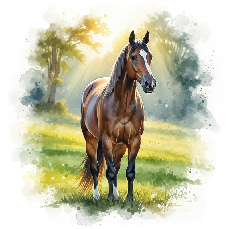 Graceful Horse in Watercolor Art Graceful Horse in Watercolor Art