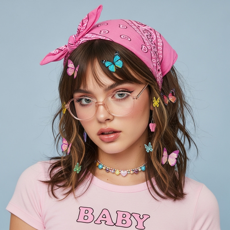 2000s Fashion: Retro Feminine Portrait In Vintage Attire