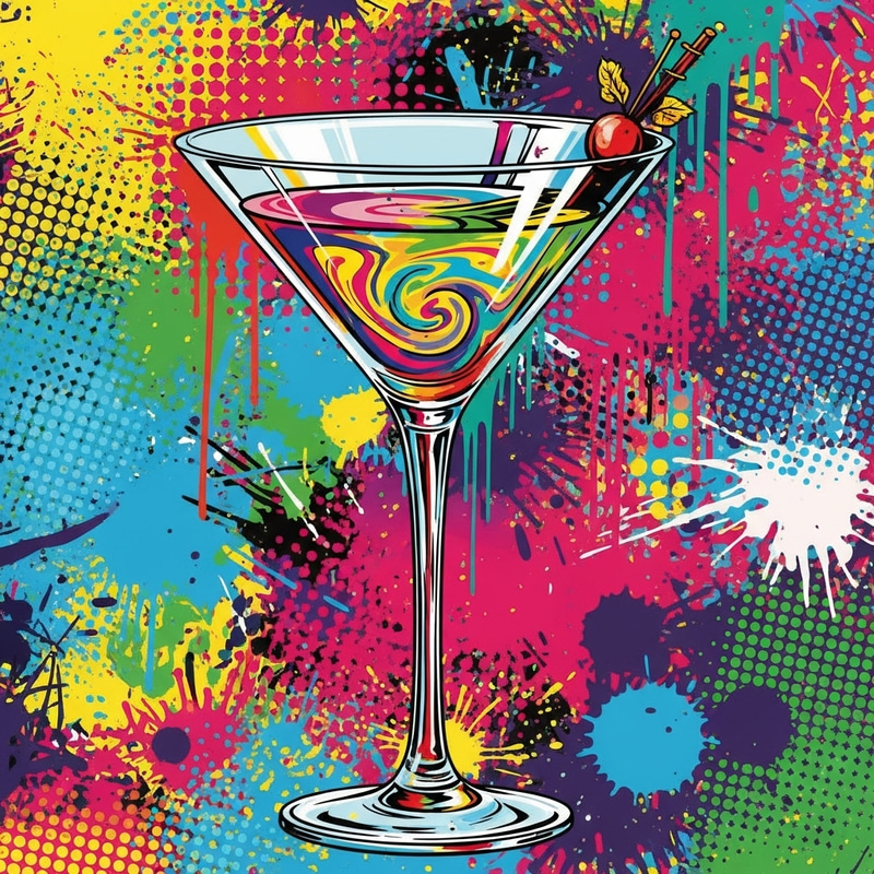 Vibrant Martini Glass Pop Art - Colorful Cocktails