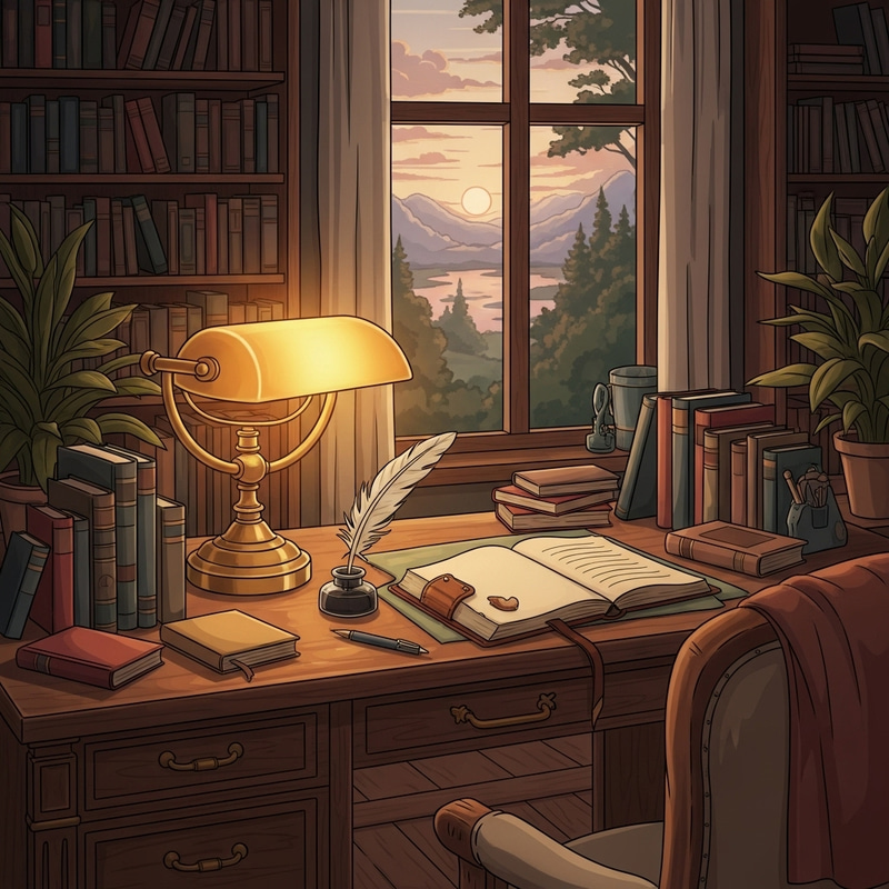 Cozy Private Study Room with Sunset View