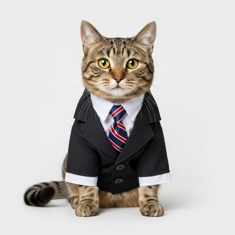Adorable Cat in Corporate Attire: Feline Elegance Captured Adorable Cat in Corporate Attire: Feline Elegance Captured