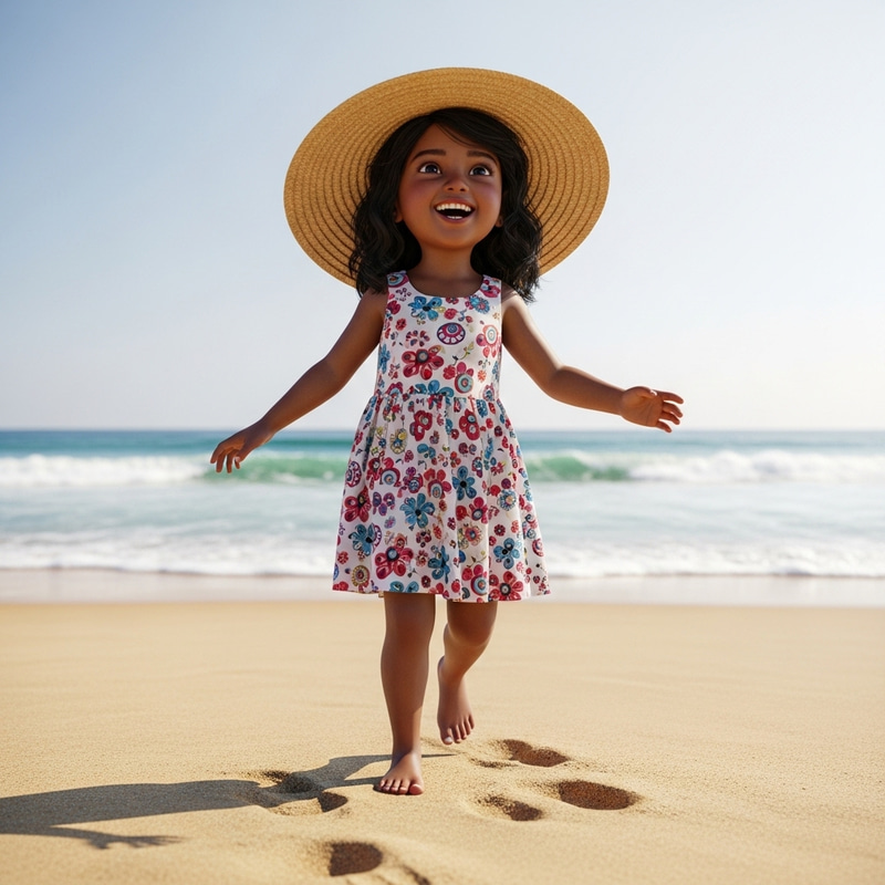 Happy Young Girl Enjoying Beach Fun Happy Young Girl Enjoying Beach Fun
